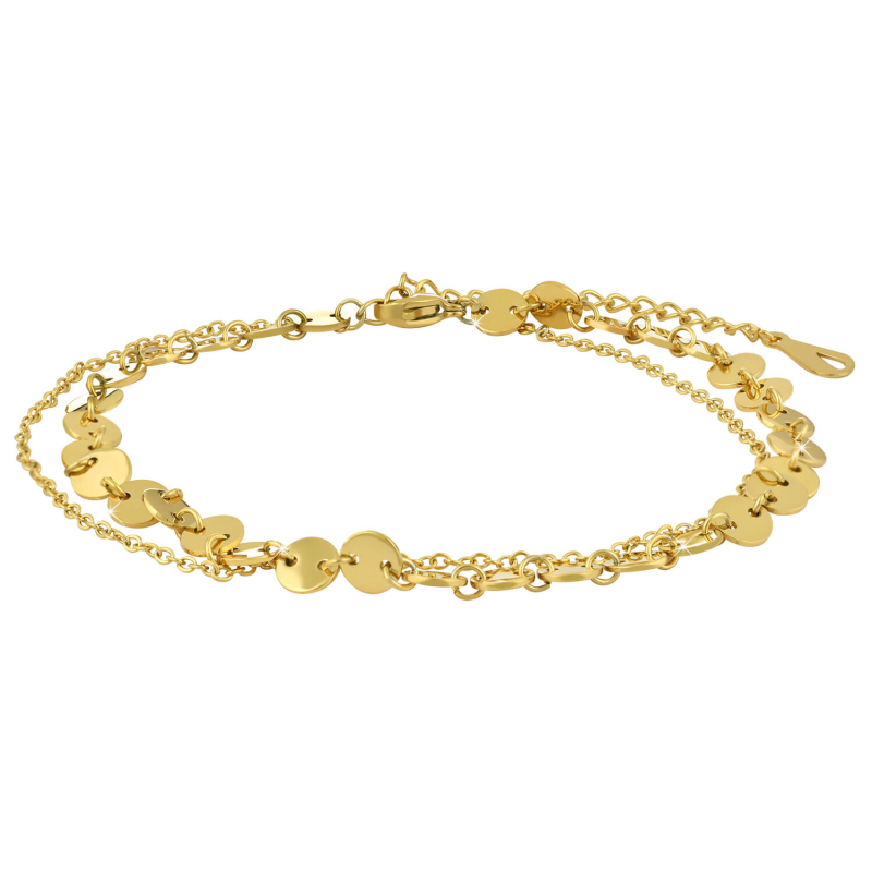 Penízkový řetízek na nohu z pozlacené oceli Troli