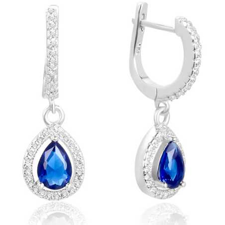 Kapkové stříbrné náušnice s modrými zirkony AGUC2248 Beneto