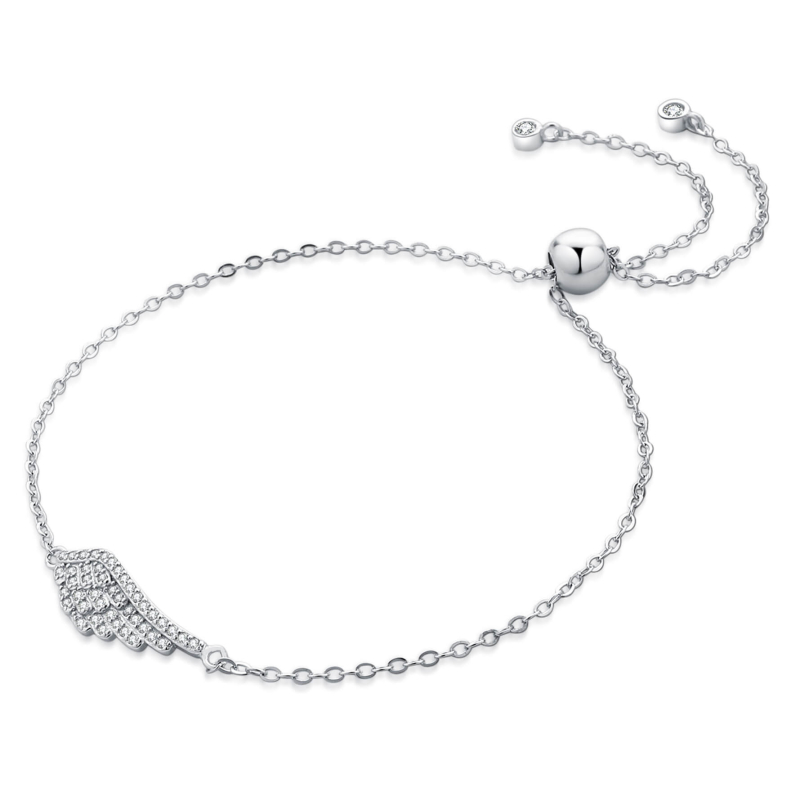 Módní stříbrný náramek s andělským křídlem B0000440 Moiss