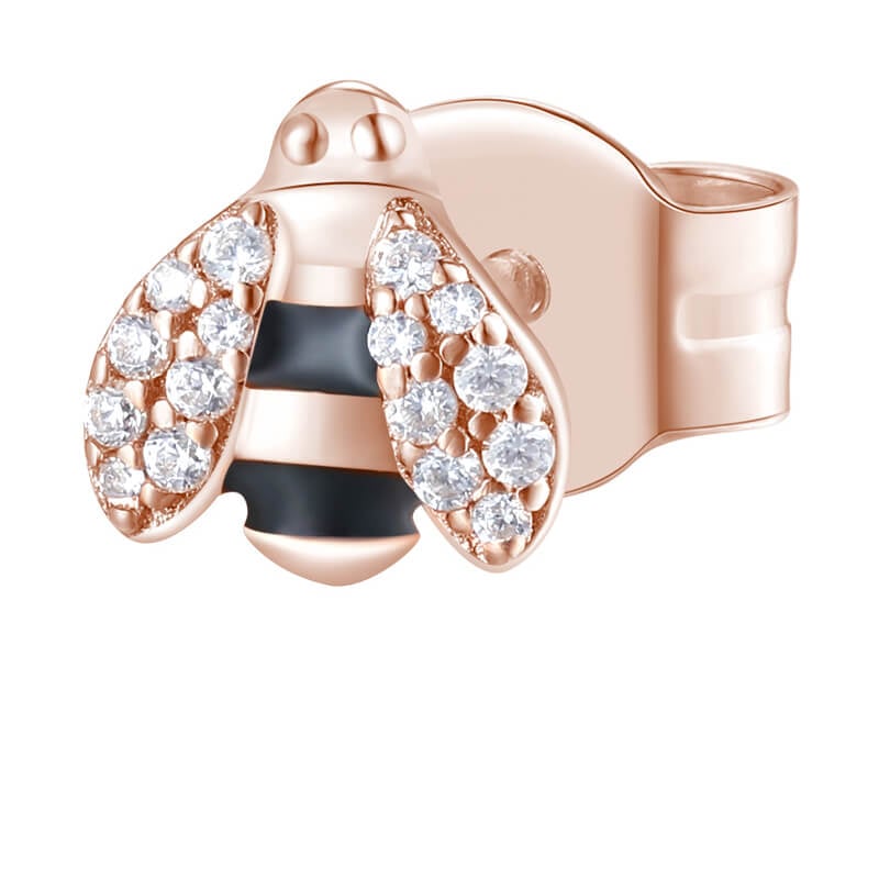 Bronzová single náušnice se zirkony Včelička Storie RZO050 Rosato