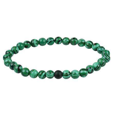 Korálkový náramek z malachitu a onyxu Troli / Délka: 18 cm