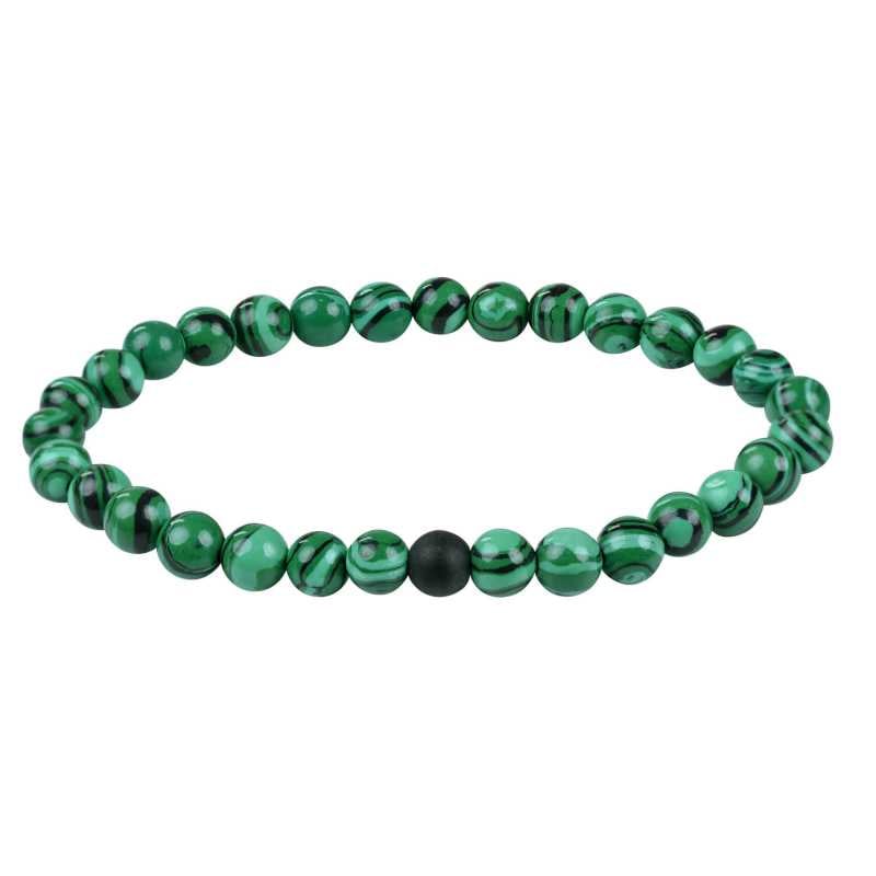 Korálkový náramek z malachitu a onyxu Troli / Délka: 20 cm Korálkový náramek z malachitu a onyxu Troli / Délka: 20 cm