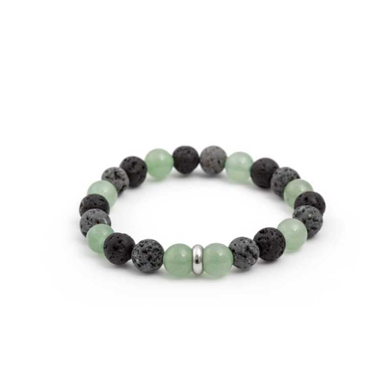 Korálkový náramek z lávového kamene a avanturínu MINK99 Agato / Délka: 17 cm