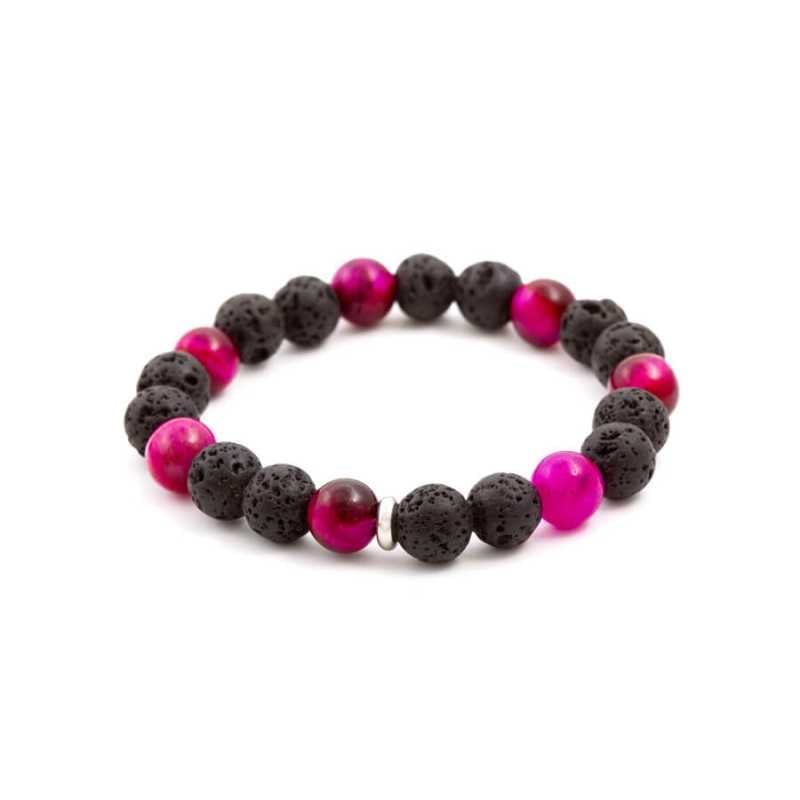 Korálkový náramek z tygřího oka a lávového kamene MINK20/17 Agato