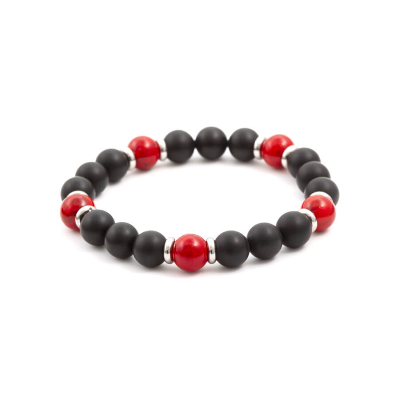 Korálkový náramek z achátu a howlitu MINK23/17 Agato