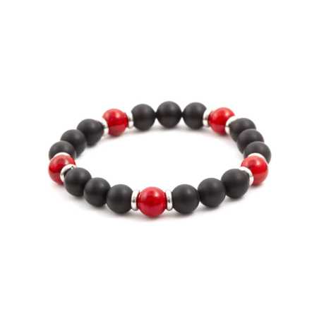 Korálkový náramek z achátu a howlitu MINK23/17 Agato