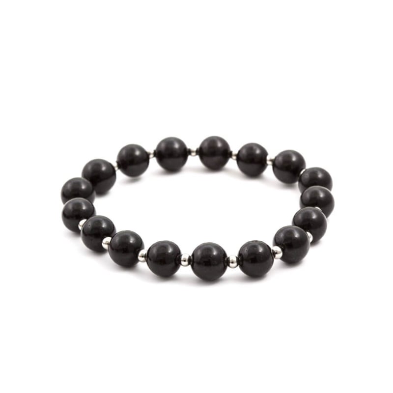 Korálkový náramek z černého onyxu MINK24 Agato / Délka: 19 cm Korálkový náramek z černého onyxu MINK24 Agato / Délka: 19 cm