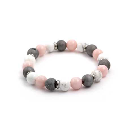 Korálkový náramek z jadeitu, achátu a howlitu MINK34/17 Agato