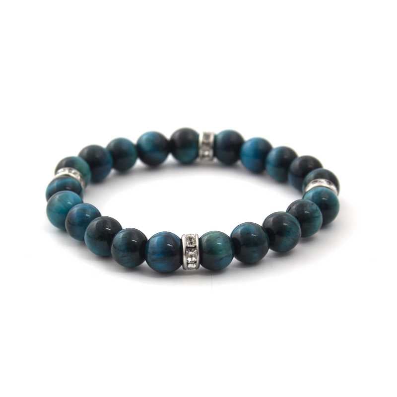 Korálkový náramek z petrolejového tygřího oka MINK122/17 Agato / Délka: 17 cm