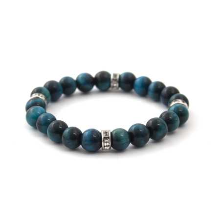 Korálkový náramek z petrolejového tygřího oka MINK122/17 Agato / Délka: 17 cm