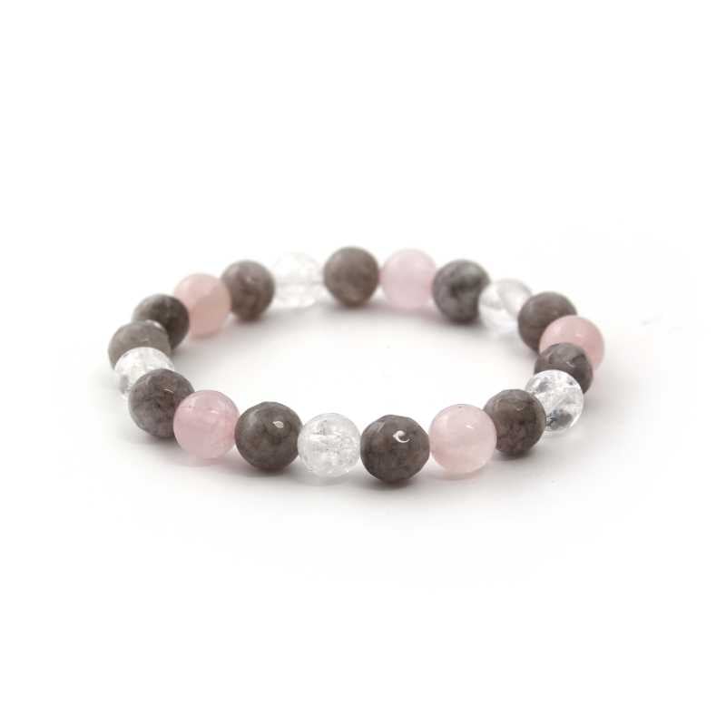 Korálkový náramek z růženínu, nefritu a kříšťálu MINK125/17 Agato