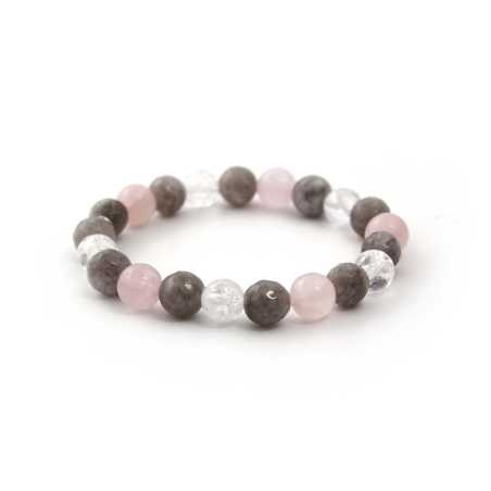 Korálkový náramek z růženínu, nefritu a kříšťálu MINK125/17 Agato