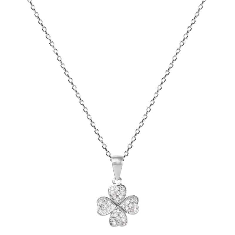 Stříbrný náhrdelník se čtyřlístkem AGS1141/47 (řetízek, přívěsek) Beneto Stříbrný náhrdelník se čtyřlístkem AGS1141/47 (řetízek, přívěsek) Beneto