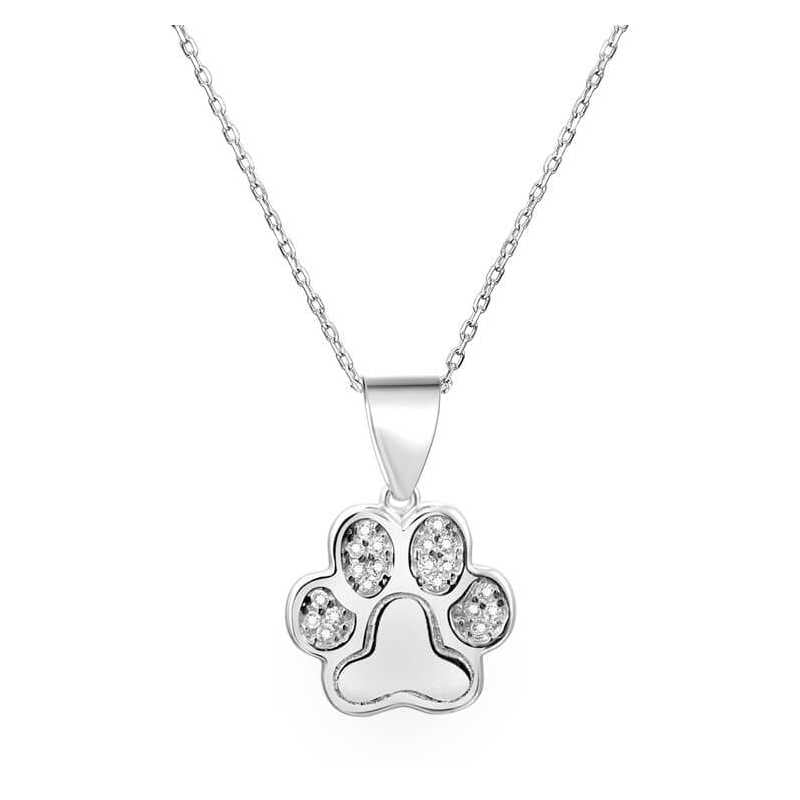 Stříbrný náhrdelník s tlapkou AGS527/47 (řetízek, přívěsek) Beneto Stříbrný náhrdelník s tlapkou AGS527/47 (řetízek, přívěsek) Beneto