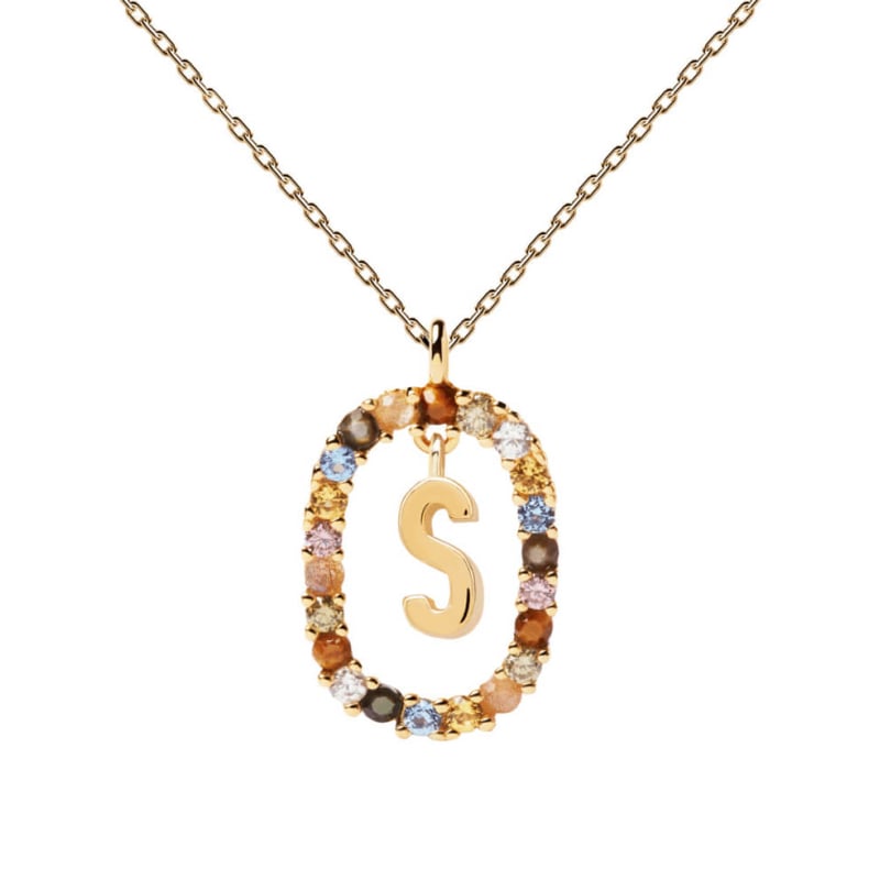 Krásný pozlacený náhrdelník písmeno "S" LETTERS CO01-278-U (řetízek, přívěsek) Pdpaola Krásný pozlacený náhrdelník písmeno "S" LETTERS CO01-278-U (řetízek, přívěsek) Pdpaola