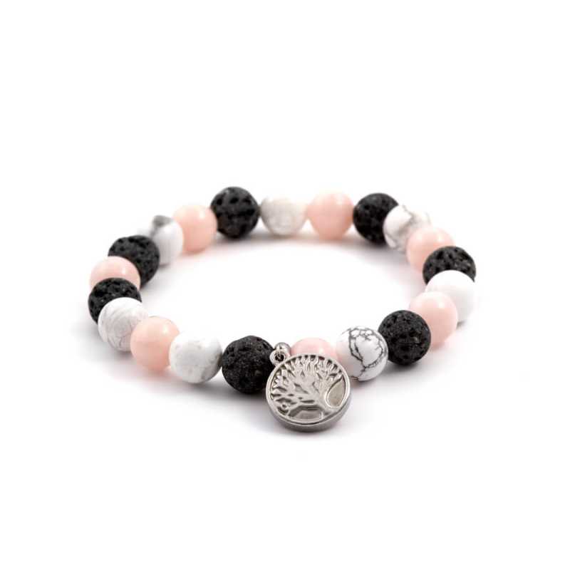 Korálkový náramek z jadeitu, lávového kamene a howlitu MINK39/17 Agato Korálkový náramek z jadeitu, lávového kamene a howlitu MINK39/17 Agato