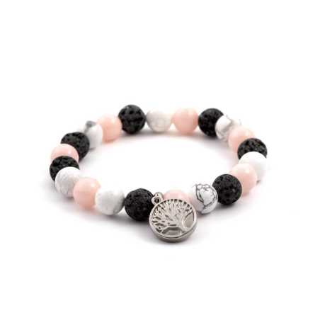 Korálkový náramek z jadeitu, lávového kamene a howlitu MINK39/17 Agato