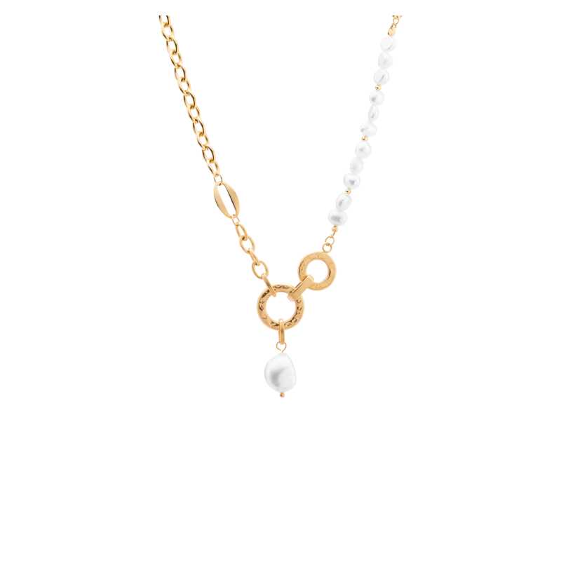 Půvabný ocelový náhrdelník s perlami VBS006S-PET Troli Půvabný ocelový náhrdelník s perlami VBS006S-PET Troli