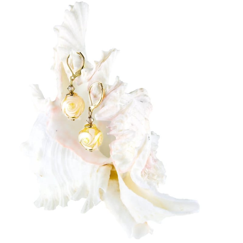 Oslnivé náušnice Sun Rays s 24karátovým zlatem v perlách Lampglas EER2 Lampglas