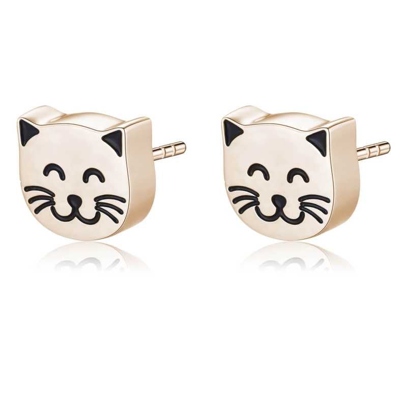 Krásné bronzové náušnice kočičky CLICK SCK155 S Agapo