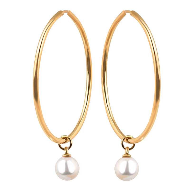 Pozlacené kruhové náušnice s perlou 2v1 VJMS002ER Troli Pozlacené kruhové náušnice s perlou 2v1 VJMS002ER Troli