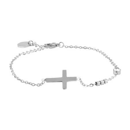 Minimalistický ocelový náramek s křížkem VCBW024S Troli