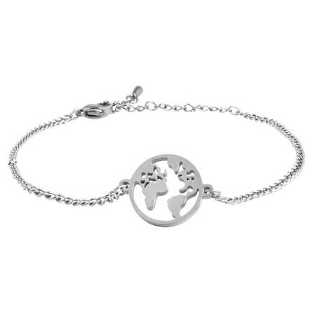 Hravý ocelový náramek Mapa světa VCBW012S Troli