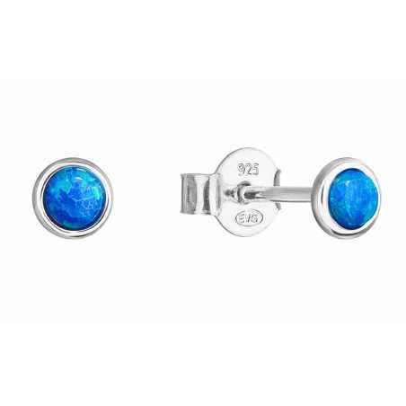 Stříbrné náušnice s modrými syntetickými opály 11338.3 Evolution Group