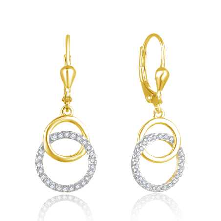 Stylové pozlacené náušnice se zirkony AGUC2707-RHG Beneto