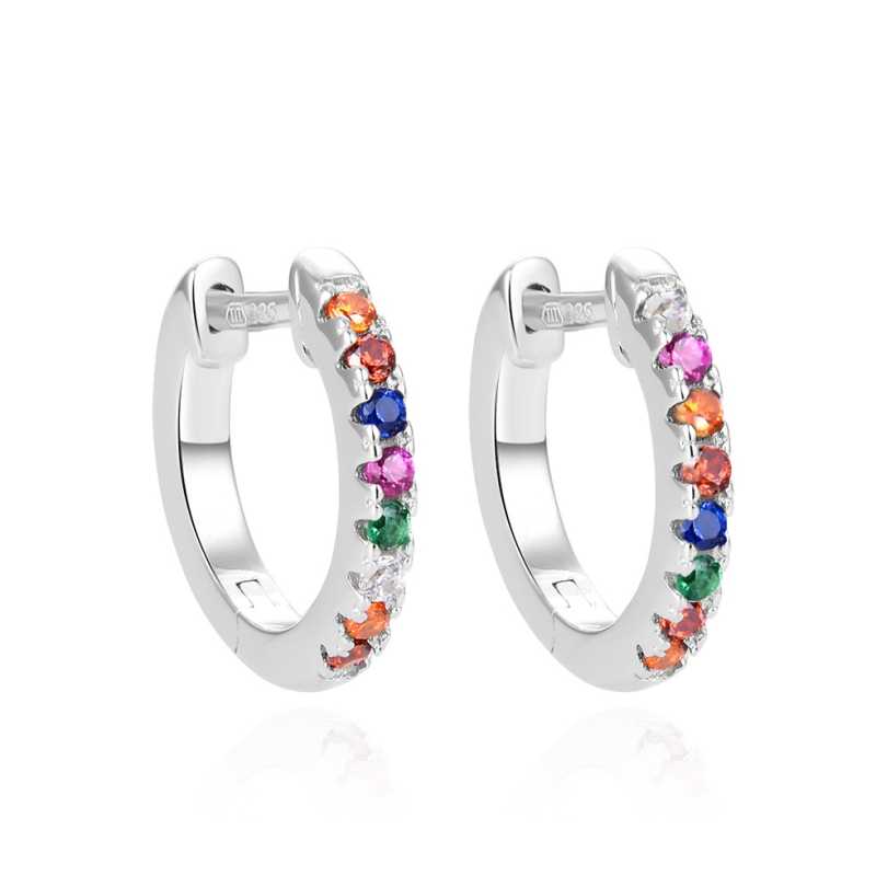 Kruhové stříbrné náušnice s barevnými zirkony AGUC2578D Beneto Kruhové stříbrné náušnice s barevnými zirkony AGUC2578D Beneto