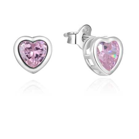 Něžné stříbrné srdíčkové náušnice se zirkony AGUP2430L Beneto