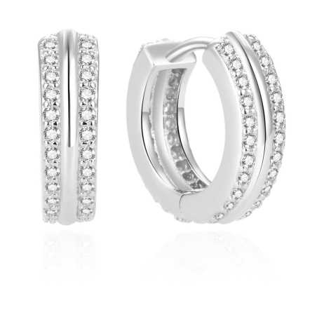 Stříbrné kruhové náušnice se zirkony AGUC2378L Beneto