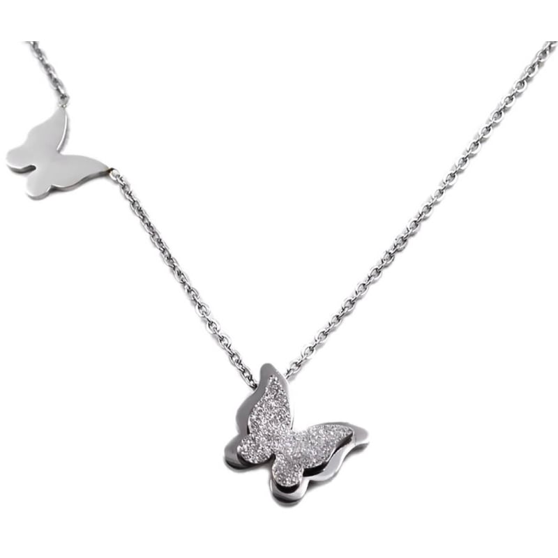 Ocelový motýlí náhrdelník Metal Butterfly KNSC-257-SIL Troli