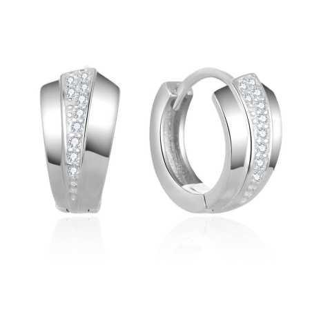 Stylové kruhové náušnice ze stříbra AGUC2673 Beneto