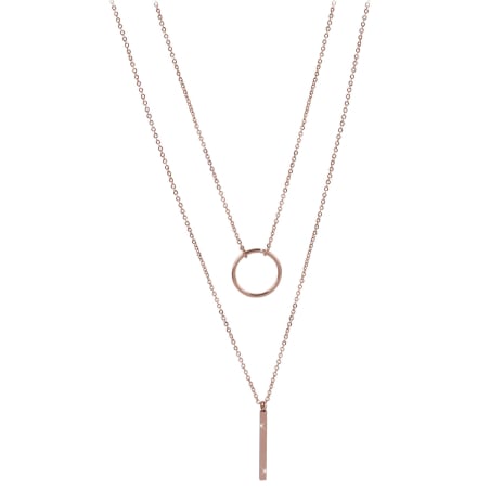 Dvojitý náhrdelník se stylovými přívěsky z růžově pozlacené oceli Troli