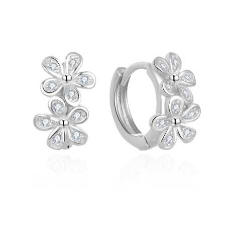 Květinové kruhové náušnice se zirkony AGUC2622 Beneto