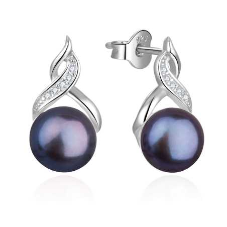 Luxusní náušnice s pravými tmavými perlami AGUP2616P-BLACK Beneto