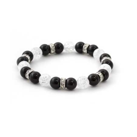 Korálkový náramek z onyxu a křišťálu MINK74/18 Agato