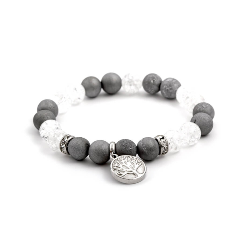 Korálkový náramek z achátu a křišťálu MINK76/17 Agato