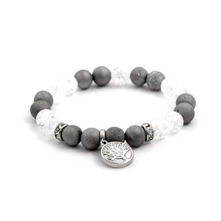 Korálkový náramek z achátu a křišťálu MINK76/17 Agato