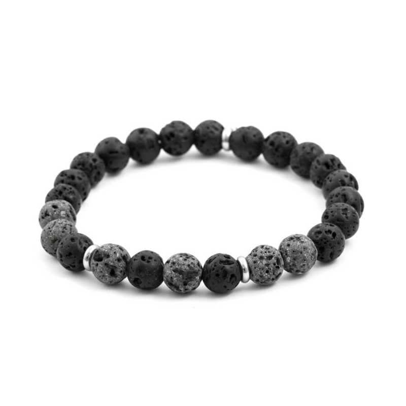 Korálkový náramek z lávového kamene MINK77/17 Agato / Délka: 17 cm