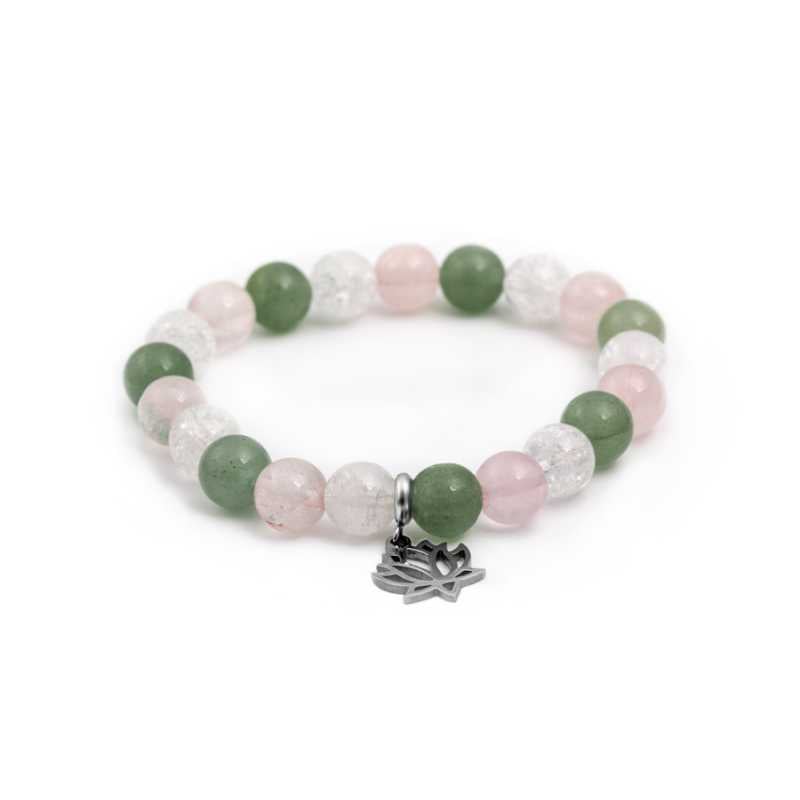 Korálkový náramek z růženínu, avanturínu a kříšťálu MINK82/17 Agato