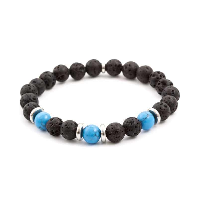 Korálkový náramek z howlitu a lávového kamene MINK56 Agato / Délka: 19 cm Korálkový náramek z howlitu a lávového kamene MINK56 Agato / Délka: 19 cm