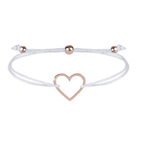 Šňůrkový náramek se srdíčkem bílá/bronzová Troli