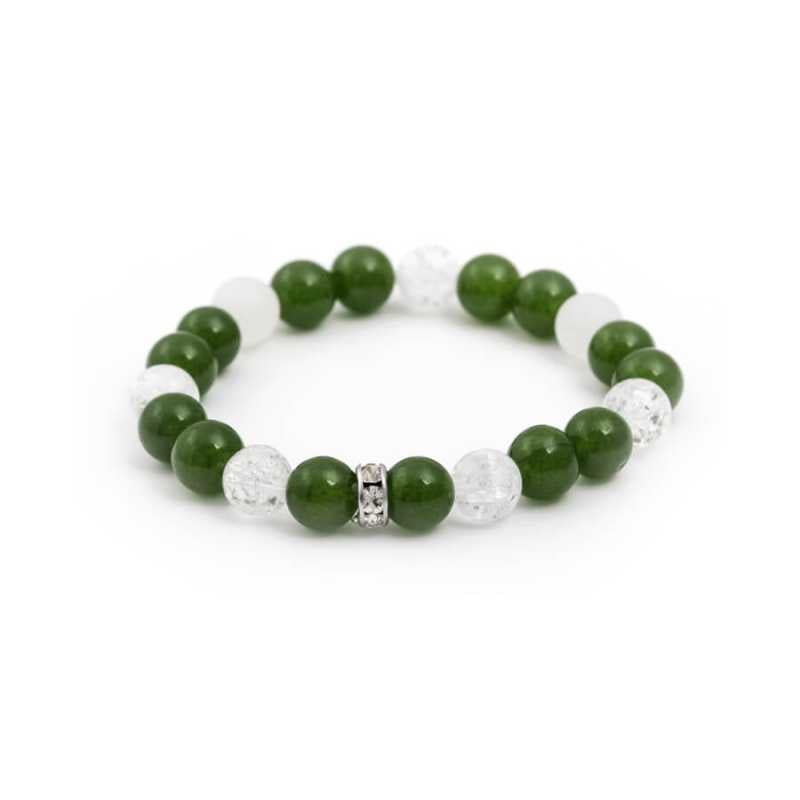 Korálkový náramek z malajského nefritu a křišťálu MINK84/17 Agato Korálkový náramek z malajského nefritu a křišťálu MINK84/17 Agato