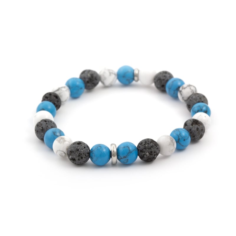 Korálkový náramek z howlitu a lávového kamene MINK66 Agato / Délka: 19 cm Korálkový náramek z howlitu a lávového kamene MINK66 Agato / Délka: 19 cm