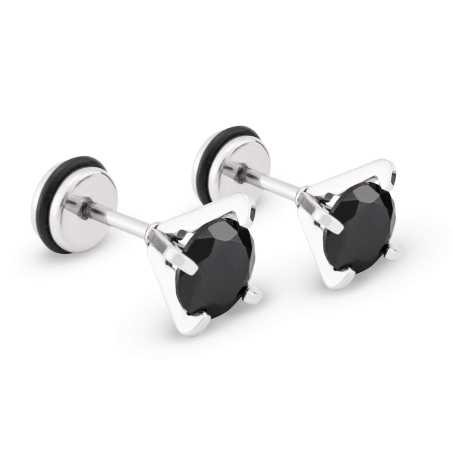 Módní ocelové náušnice s černými krystaly KS-138 Troli