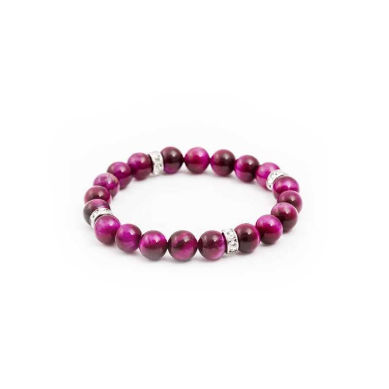 Korálkový náramek z purpurového tygřího oka MINK92/17 Agato