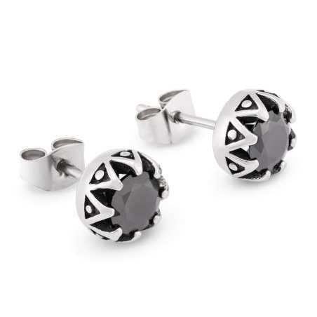 Módní ocelové náušnice s černými krystaly KS-143 Troli