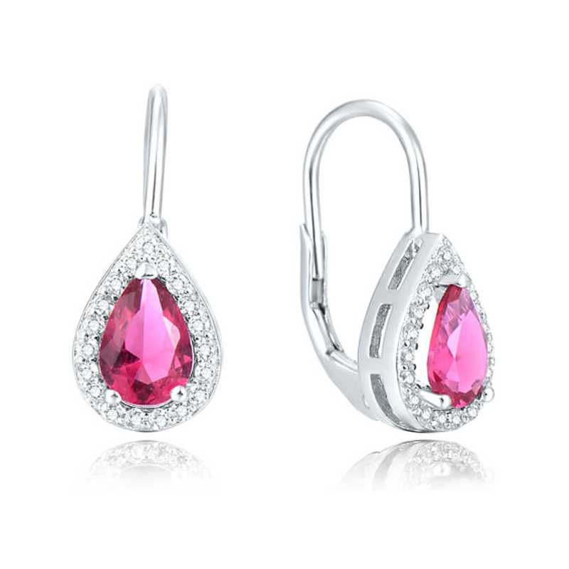 Stříbrné náušnice s růžovými zirkony AGUC2227 Beneto Stříbrné náušnice s růžovými zirkony AGUC2227 Beneto